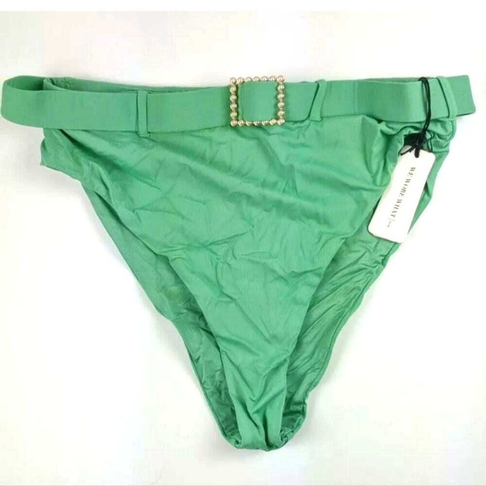 We Wore What Emily Bikini Bottom, Green, Women's Medium